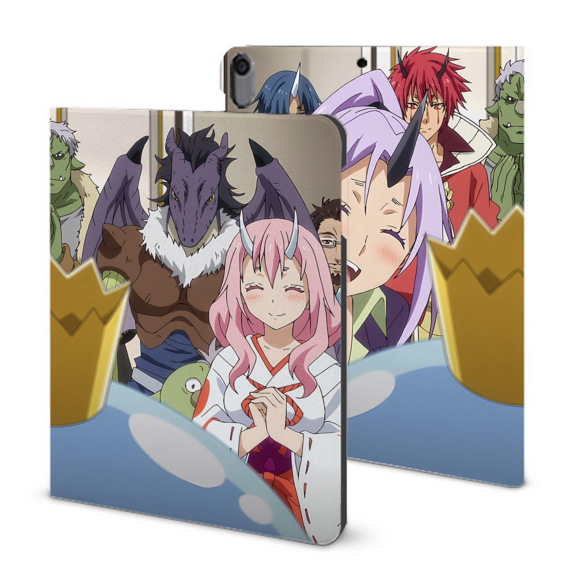 （画像用） 転スラ Regarding Reincarnated to Slime IPad ケース ブック型 PUレザー TPU 耐衝撃 軽量 薄型 ペン収納なし 全面保護 IPad 各モデル対応